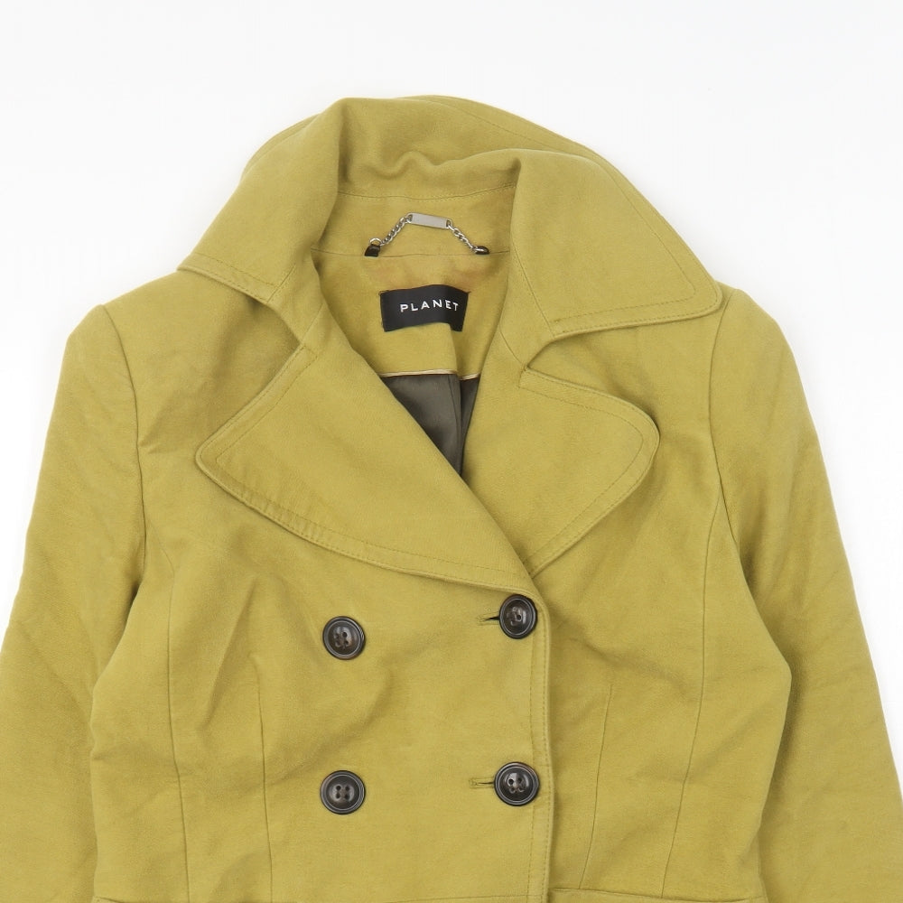 Planet Womens Green Pea Coat Coat Size 10 Button