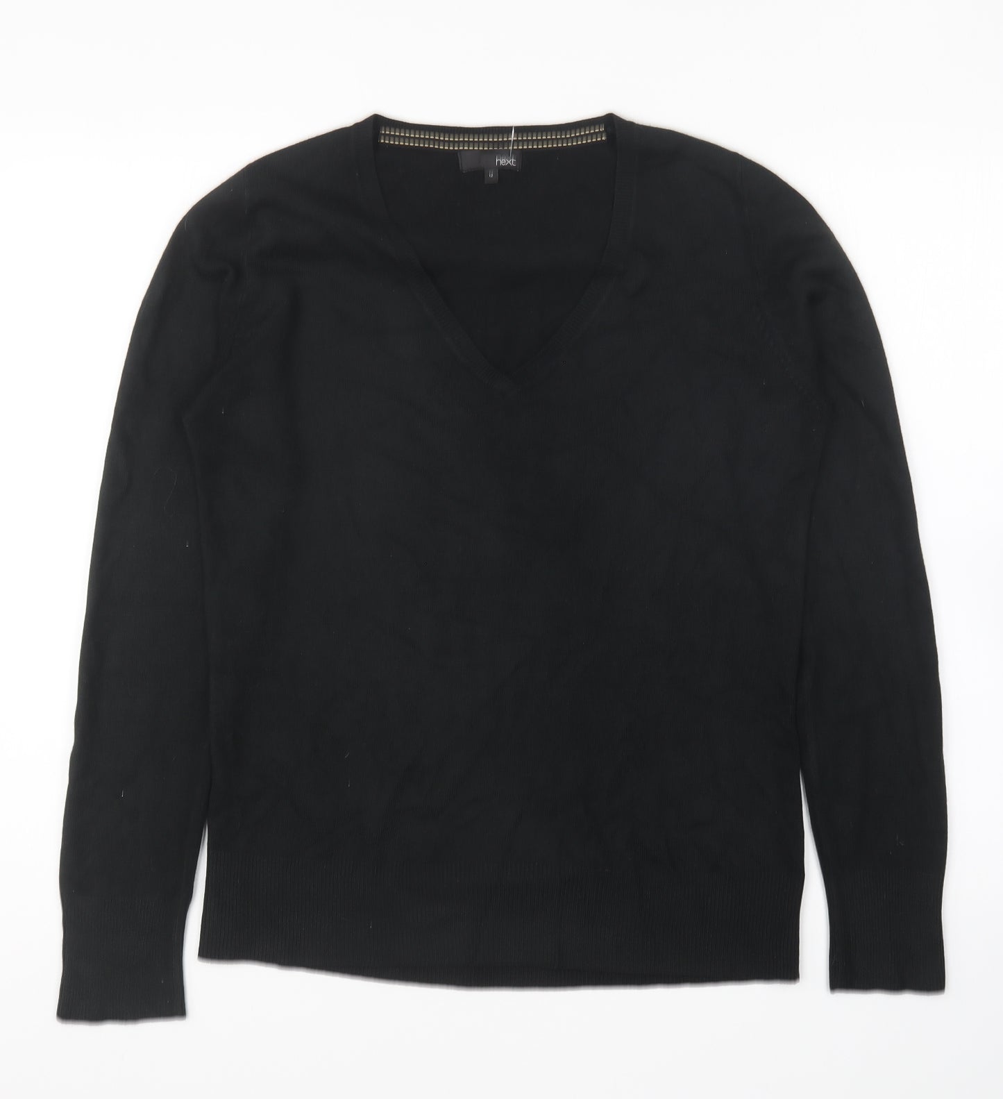 NEXT Womens Black V-Neck Acrylic Pullover Jumper Size 12