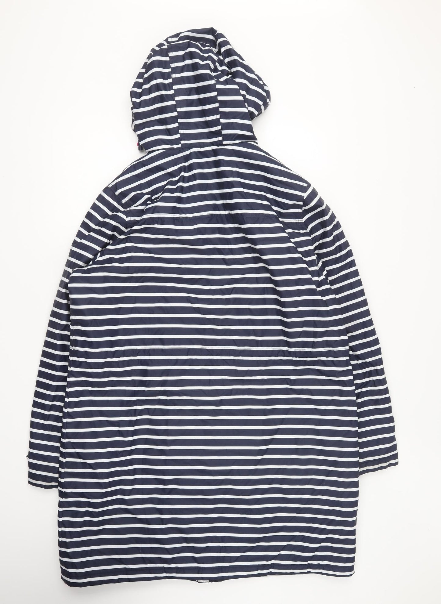 George Womens Blue Striped Rain Coat Coat Size 18 Zip
