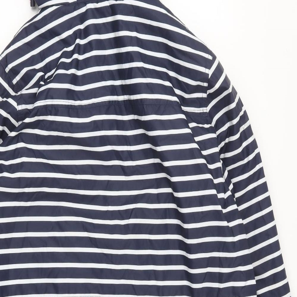 George Womens Blue Striped Rain Coat Coat Size 18 Zip