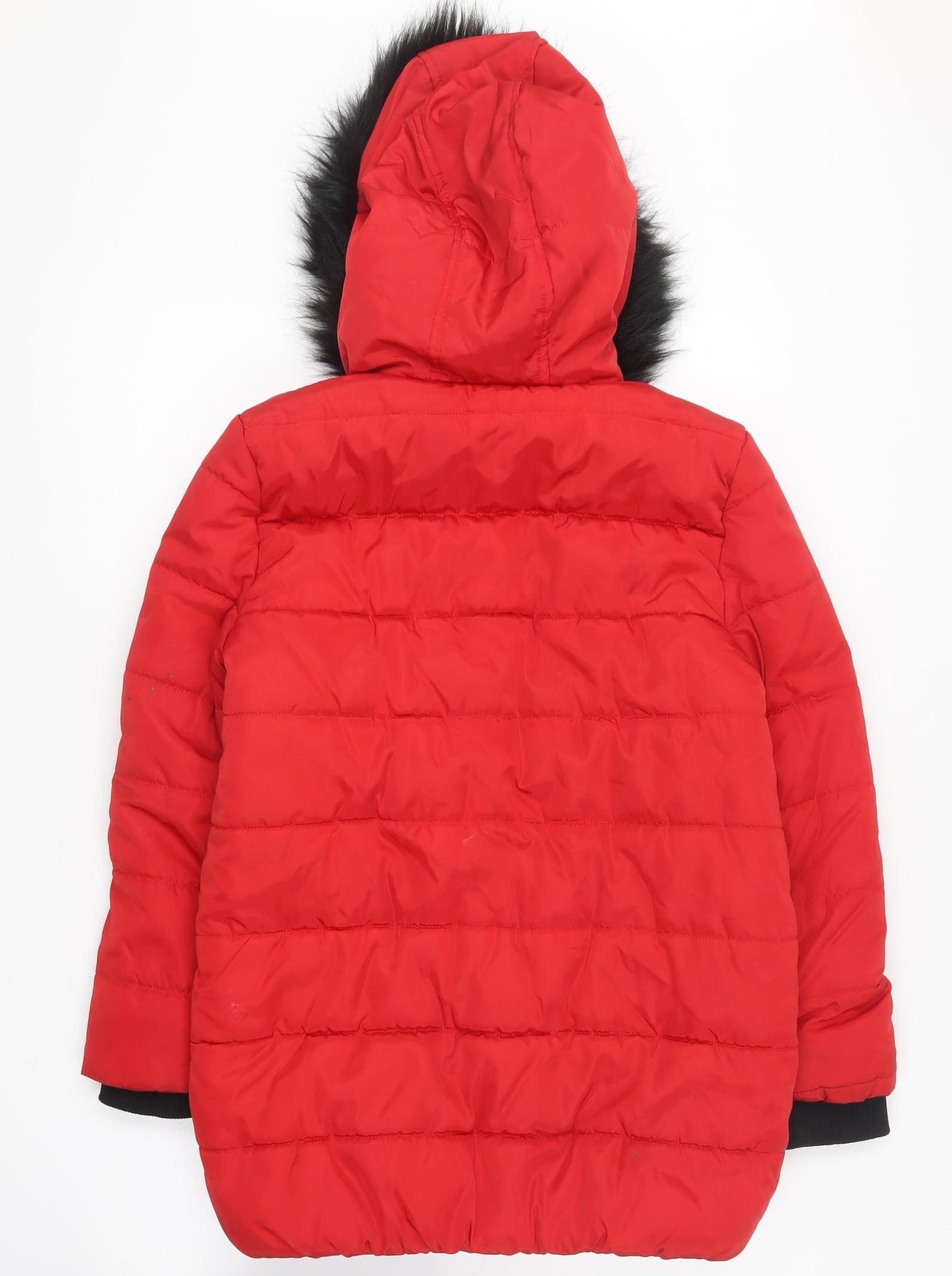George Girls Red Puffer Jacket Coat Size 12-13 Years Zip