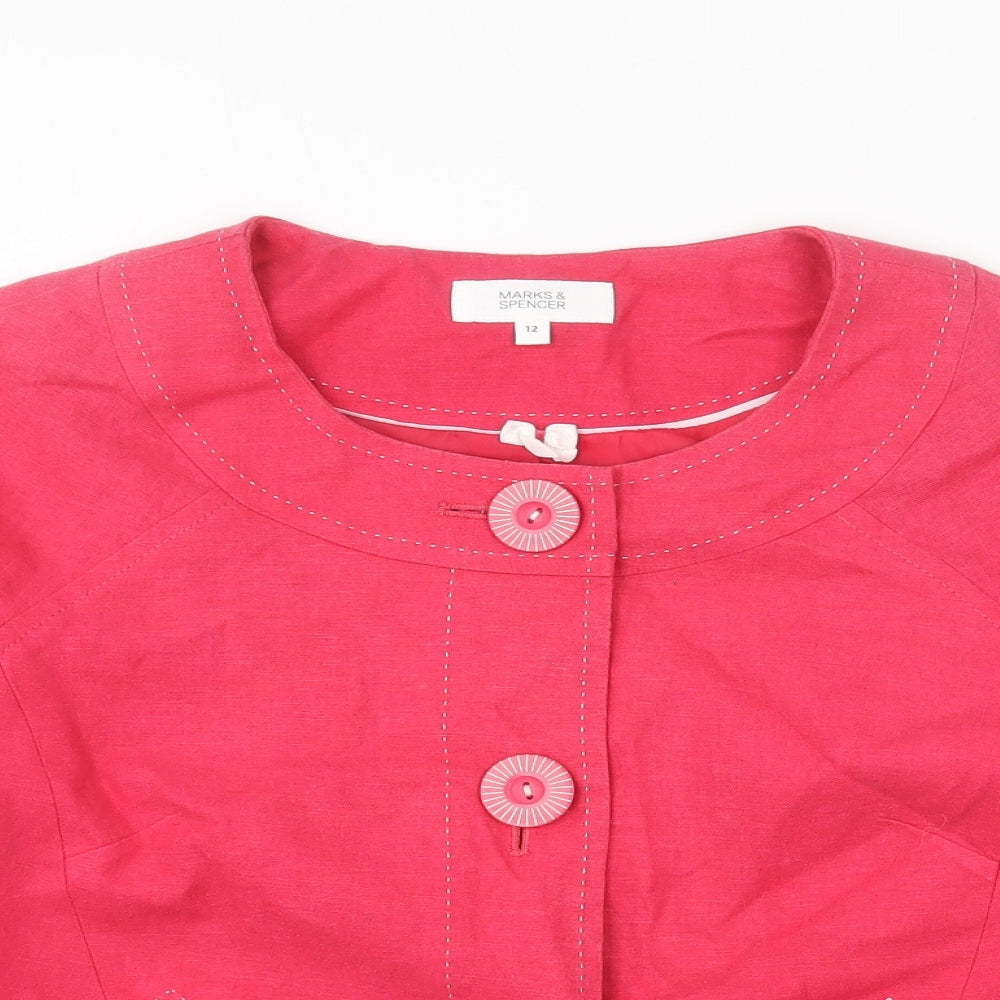 Marks and Spencer Womens Pink Jacket Size 12 Button