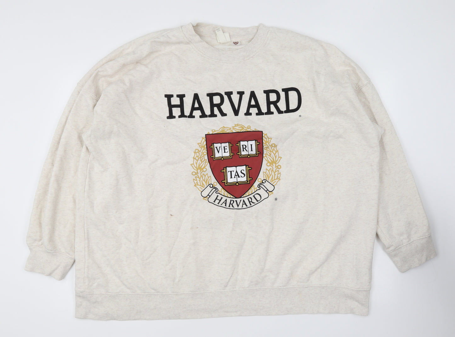 H&M Womens Ivory Cotton Pullover Sweatshirt Size L Pullover - Harvard Univeristy
