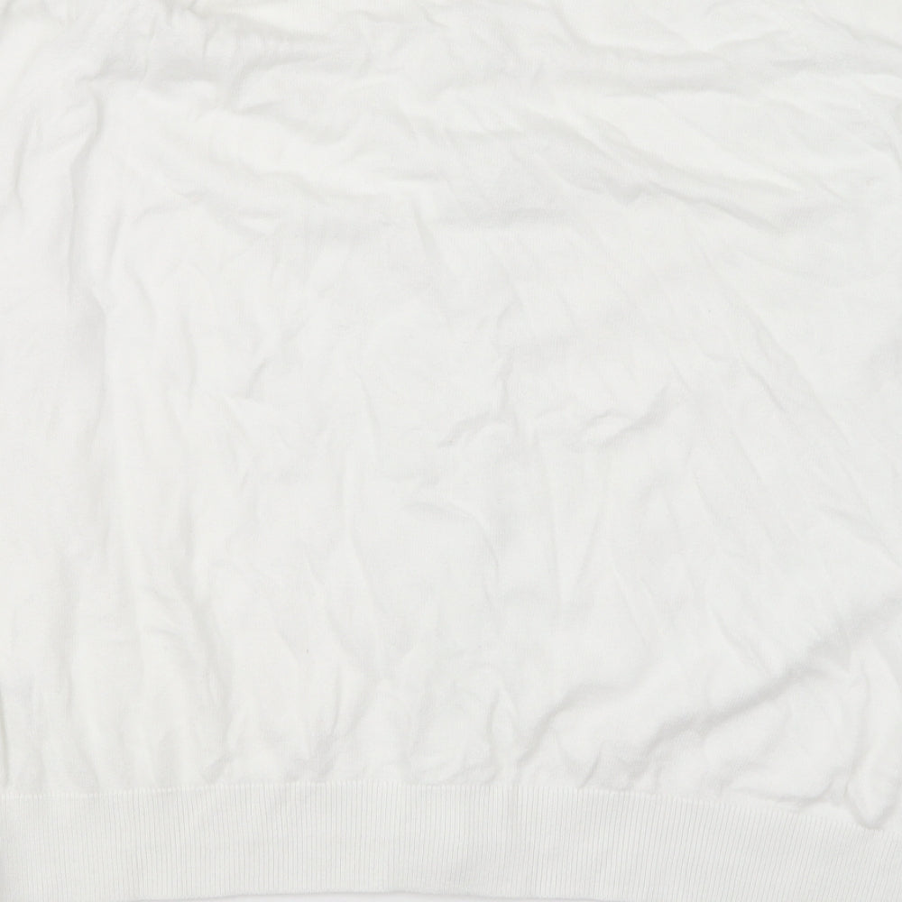 TU Womens White Round Neck Cotton Cardigan Jumper Size 18