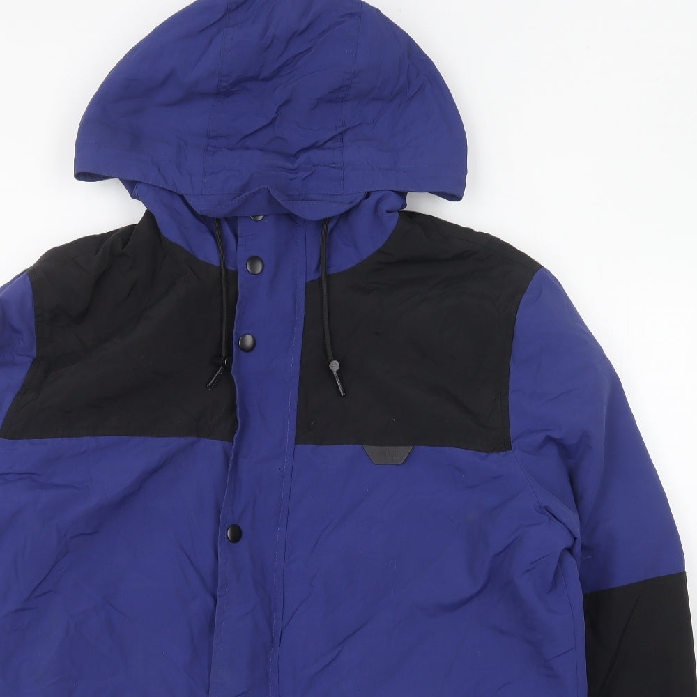 River Island Mens Blue Rain Coat Coat Size M Zip