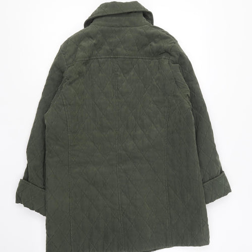 Preworn Womens Green Quilted Coat Size 10 Button