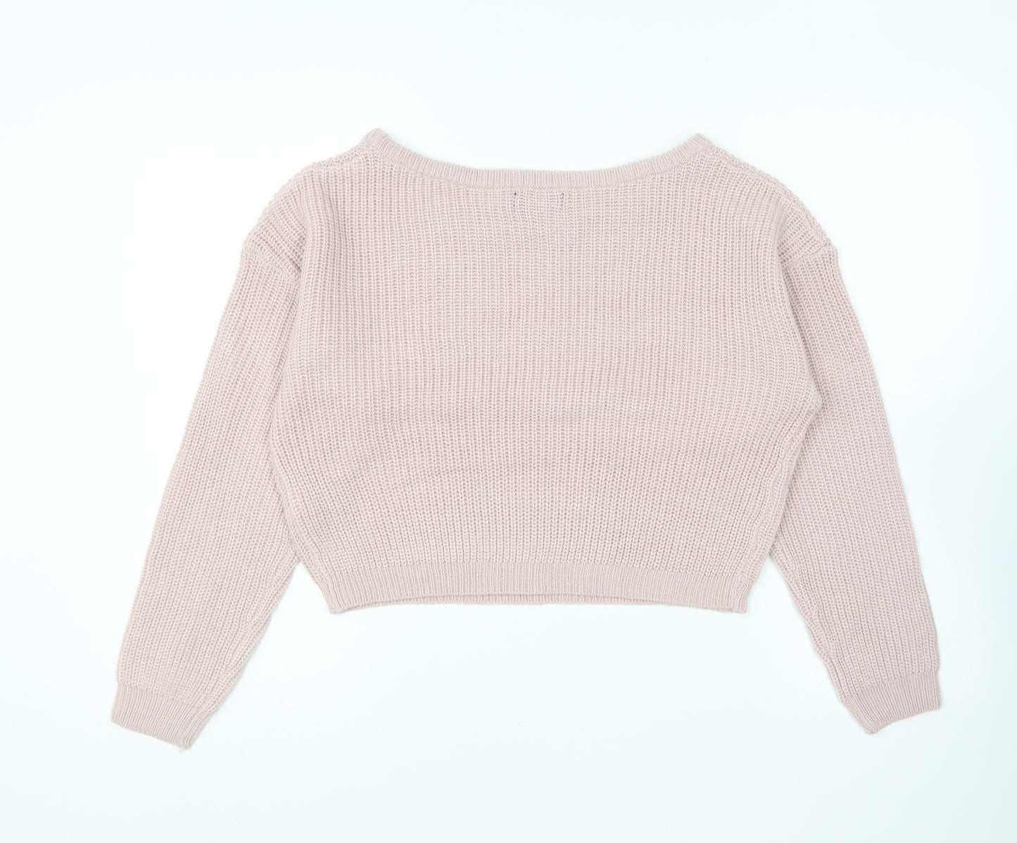 PRETTYLITTLETHING Womens Pink Round Neck Acrylic Pullover Jumper Size S