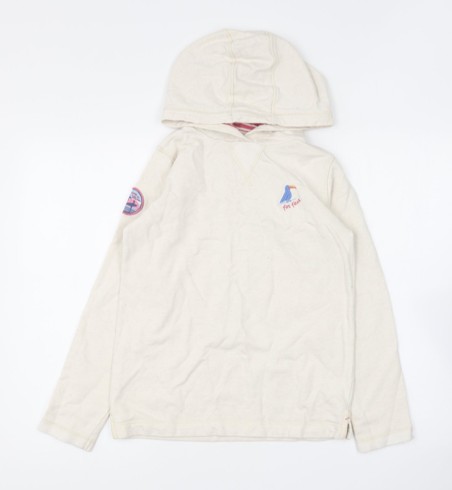 Fat Face Girls Ivory Cotton Pullover Hoodie Size 10-11 Years Pullover