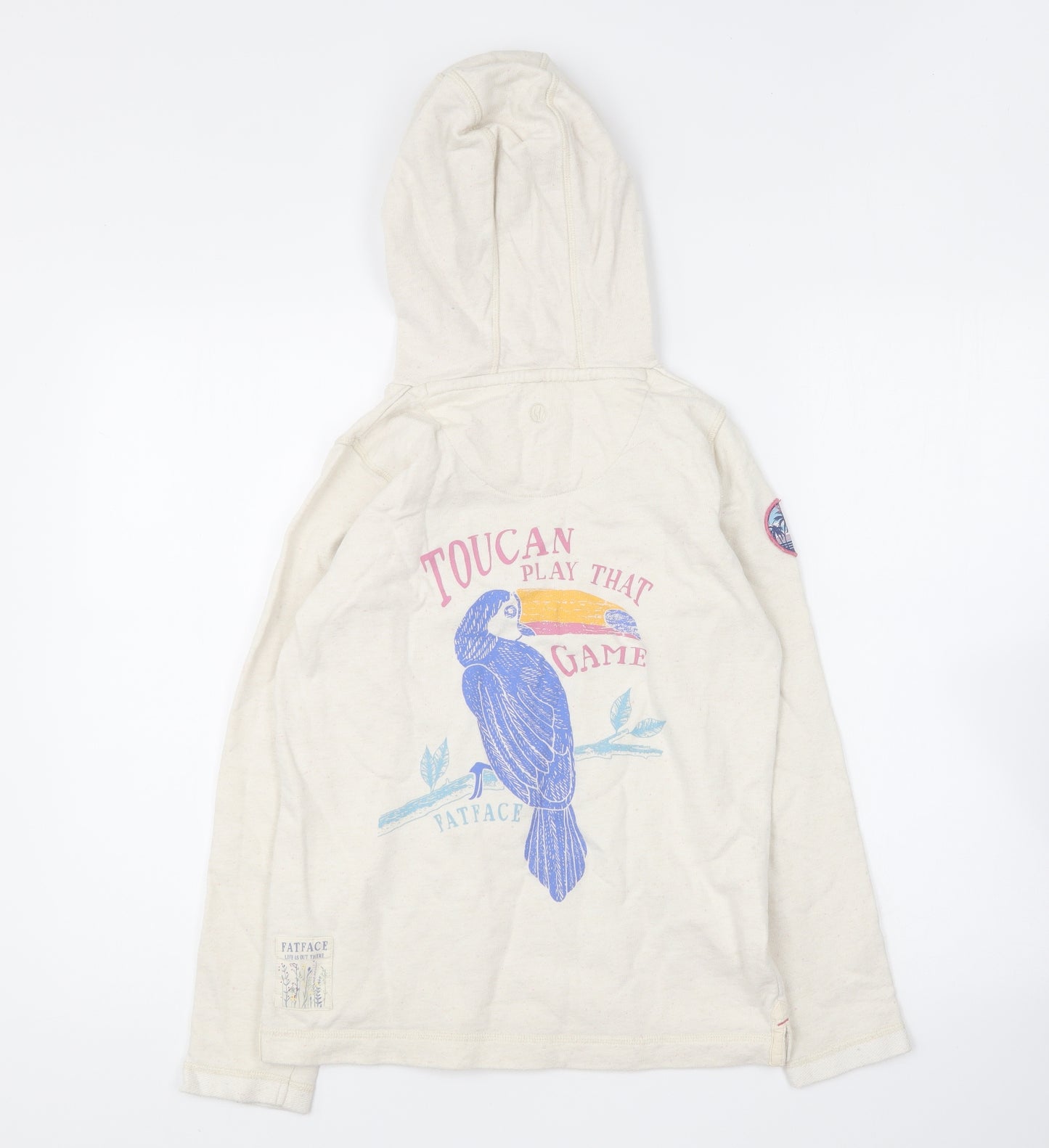 Fat Face Girls Ivory Cotton Pullover Hoodie Size 10-11 Years Pullover