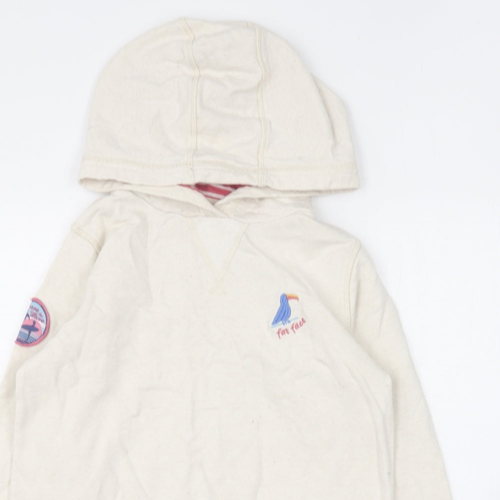 Fat Face Girls Ivory Cotton Pullover Hoodie Size 10-11 Years Pullover