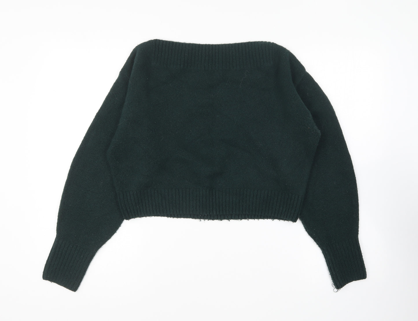 Los Angeles Atelier Womens Green Boat Neck Acrylic Pullover Jumper Size XS