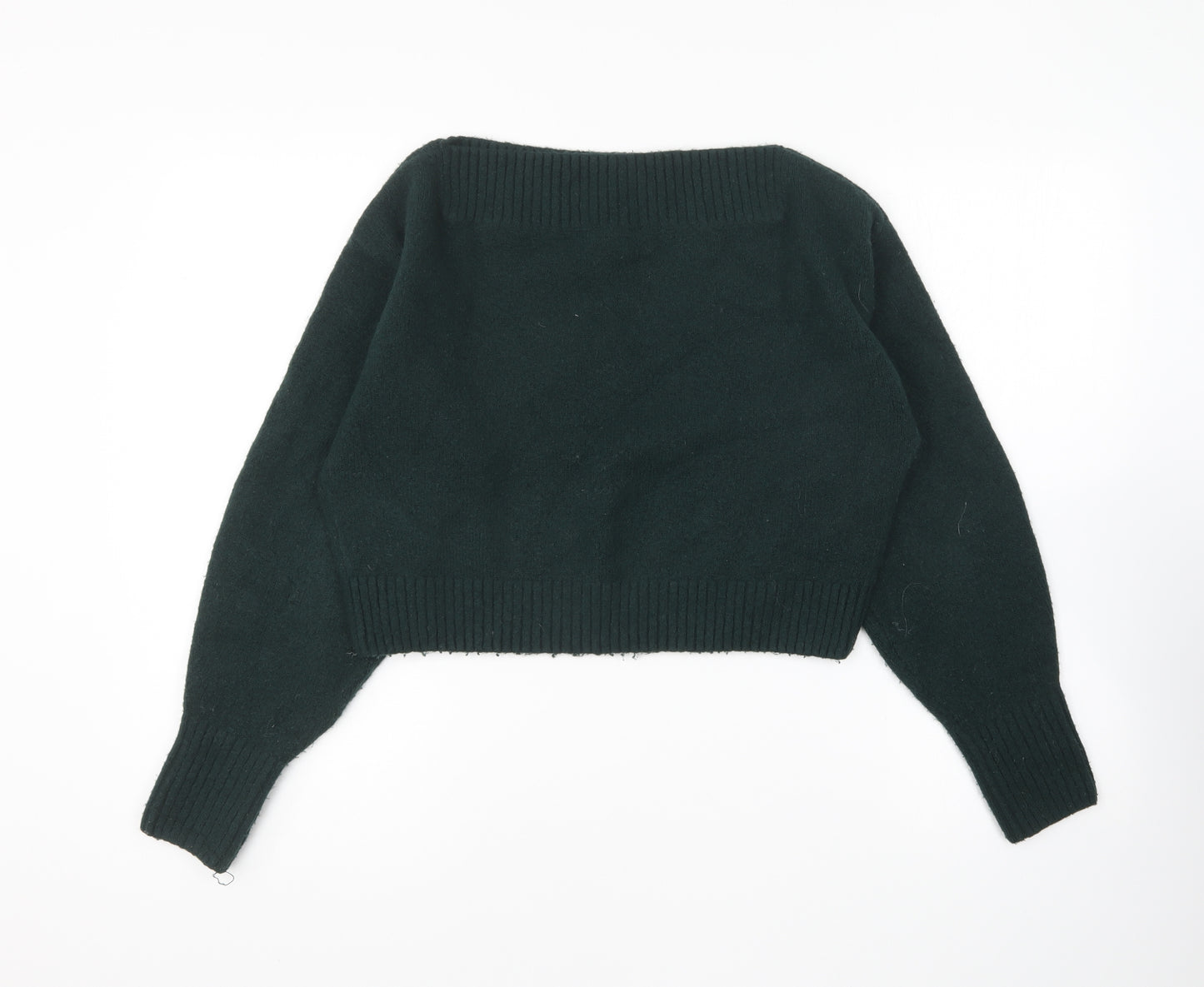Los Angeles Atelier Womens Green Boat Neck Acrylic Pullover Jumper Size XS