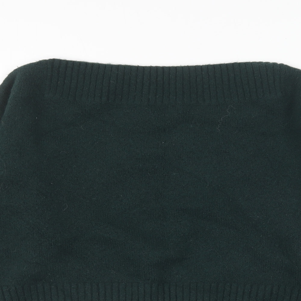 Los Angeles Atelier Womens Green Boat Neck Acrylic Pullover Jumper Size XS