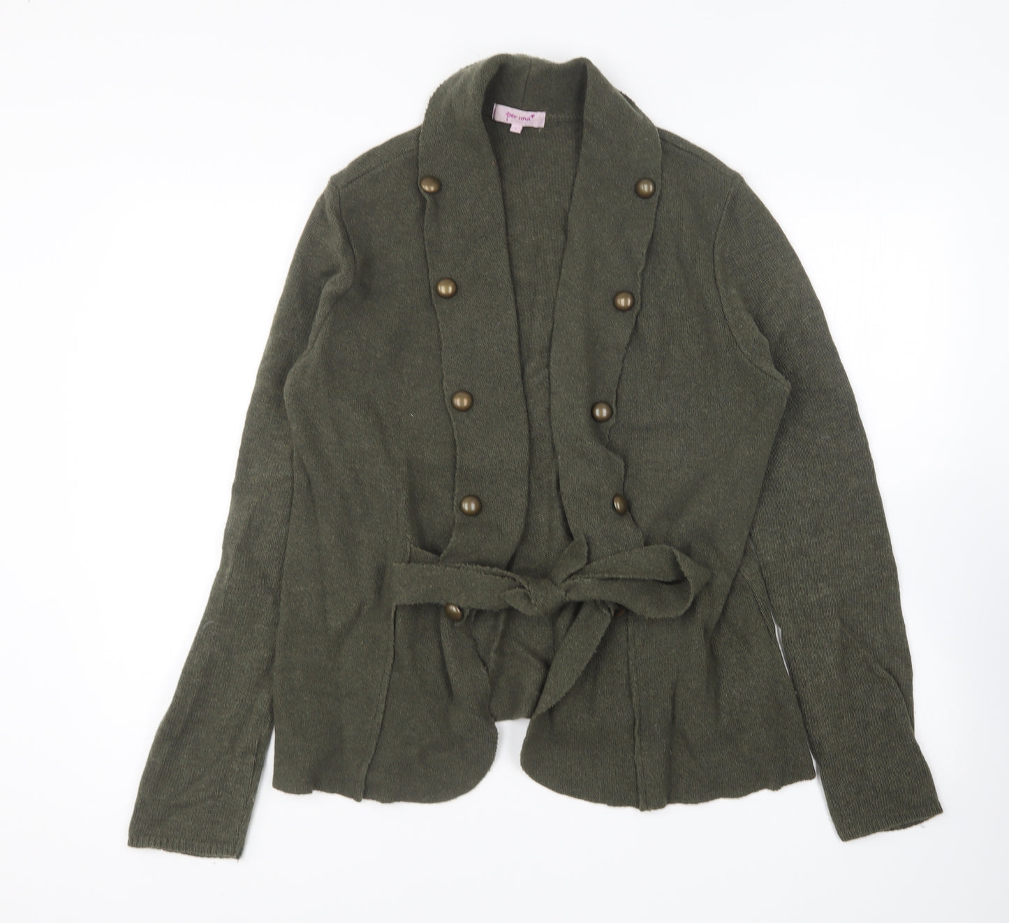 Per Una Womens Green V-Neck Wool Cardigan Jumper Size L