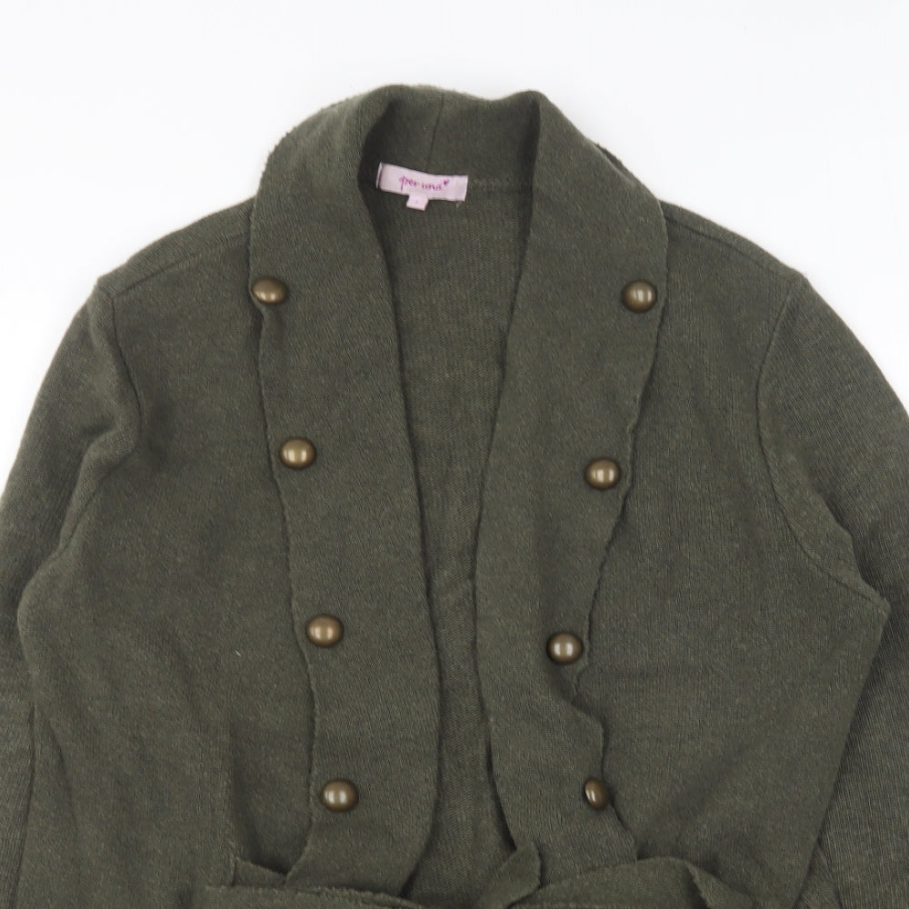 Per Una Womens Green V-Neck Wool Cardigan Jumper Size L