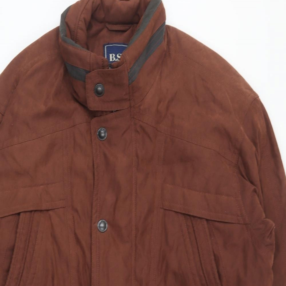 BSM Mens Brown Overcoat Coat Size L Zip