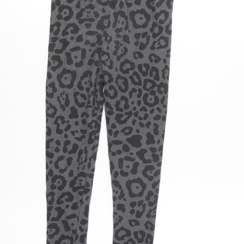 TU Girls Grey Animal Print Cotton Jogger Trousers Size 7 Years Regular Pullover - Leopard Print
