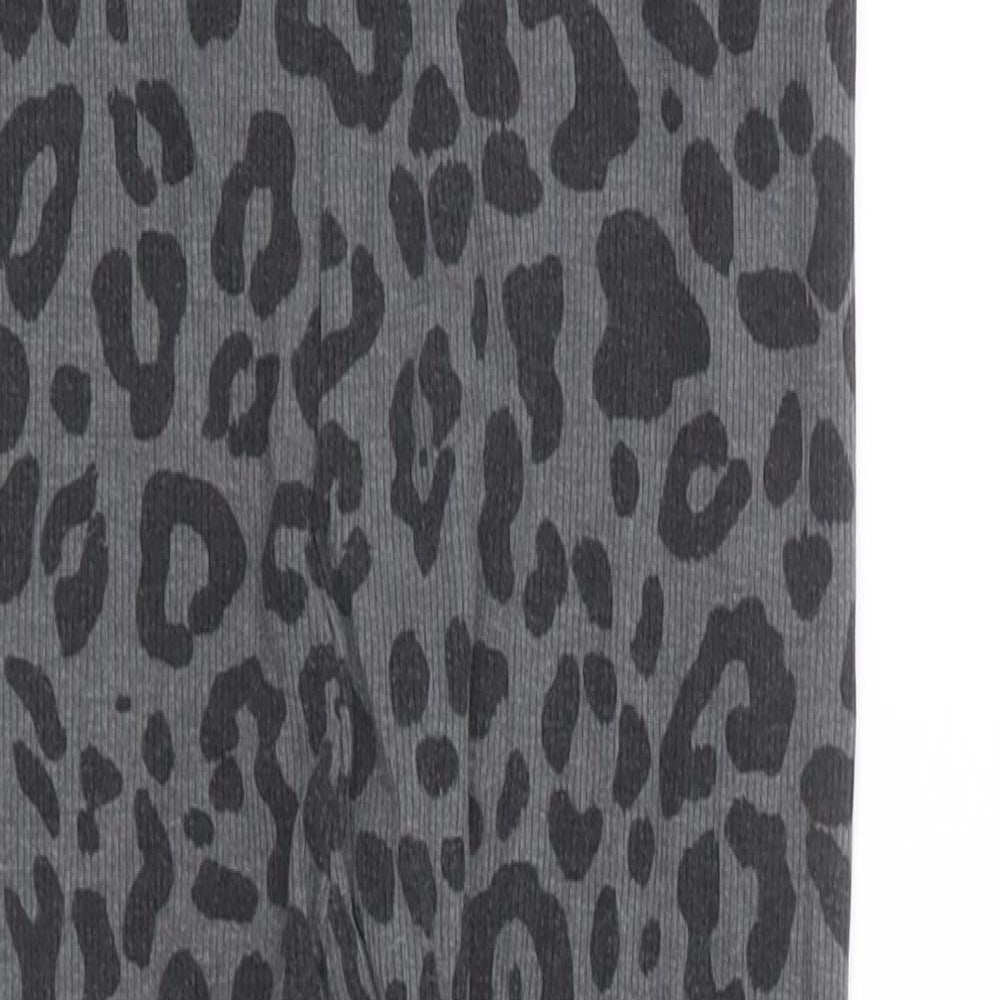 TU Girls Grey Animal Print Cotton Jogger Trousers Size 7 Years Regular Pullover - Leopard Print