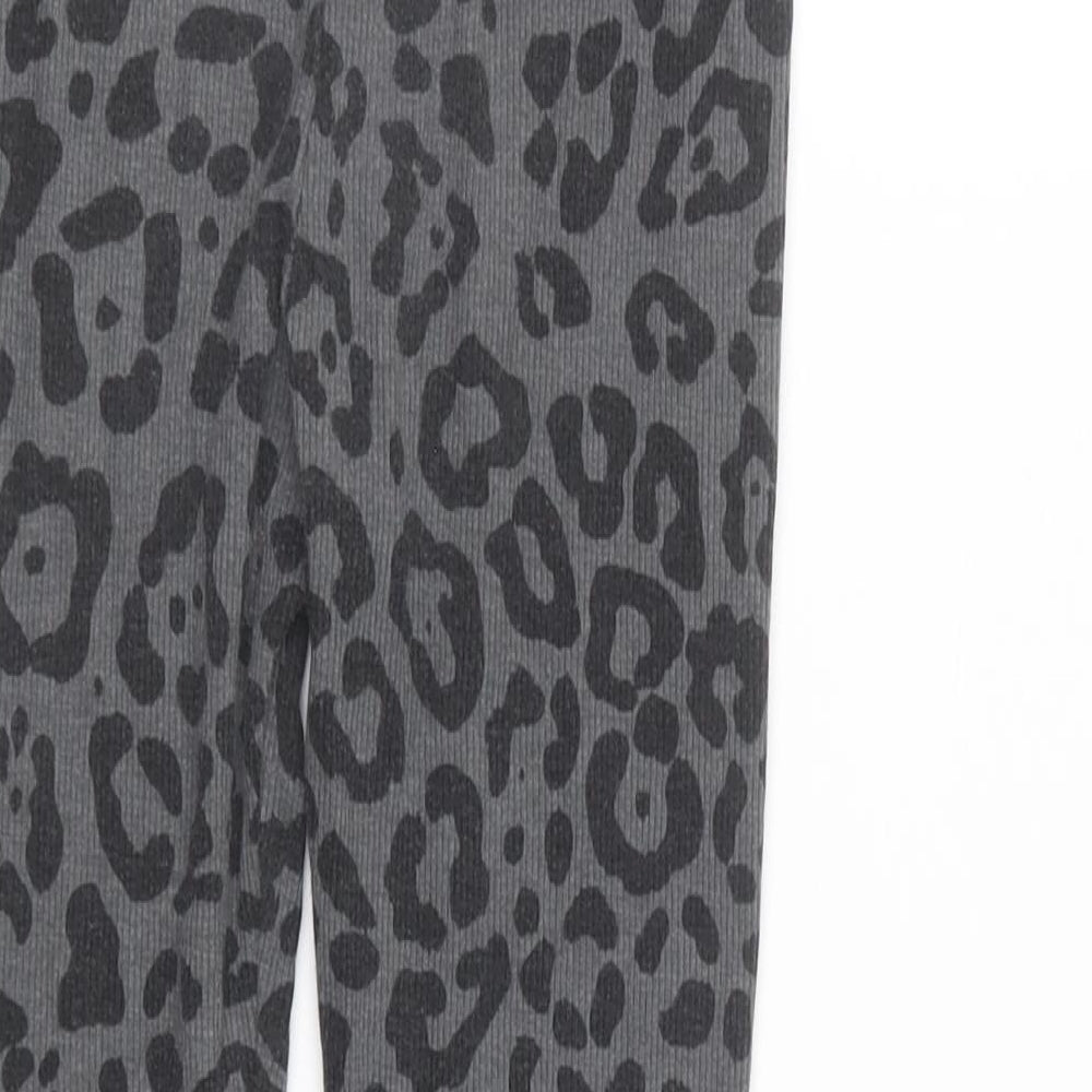 TU Girls Grey Animal Print Cotton Jogger Trousers Size 7 Years Regular Pullover - Leopard Print
