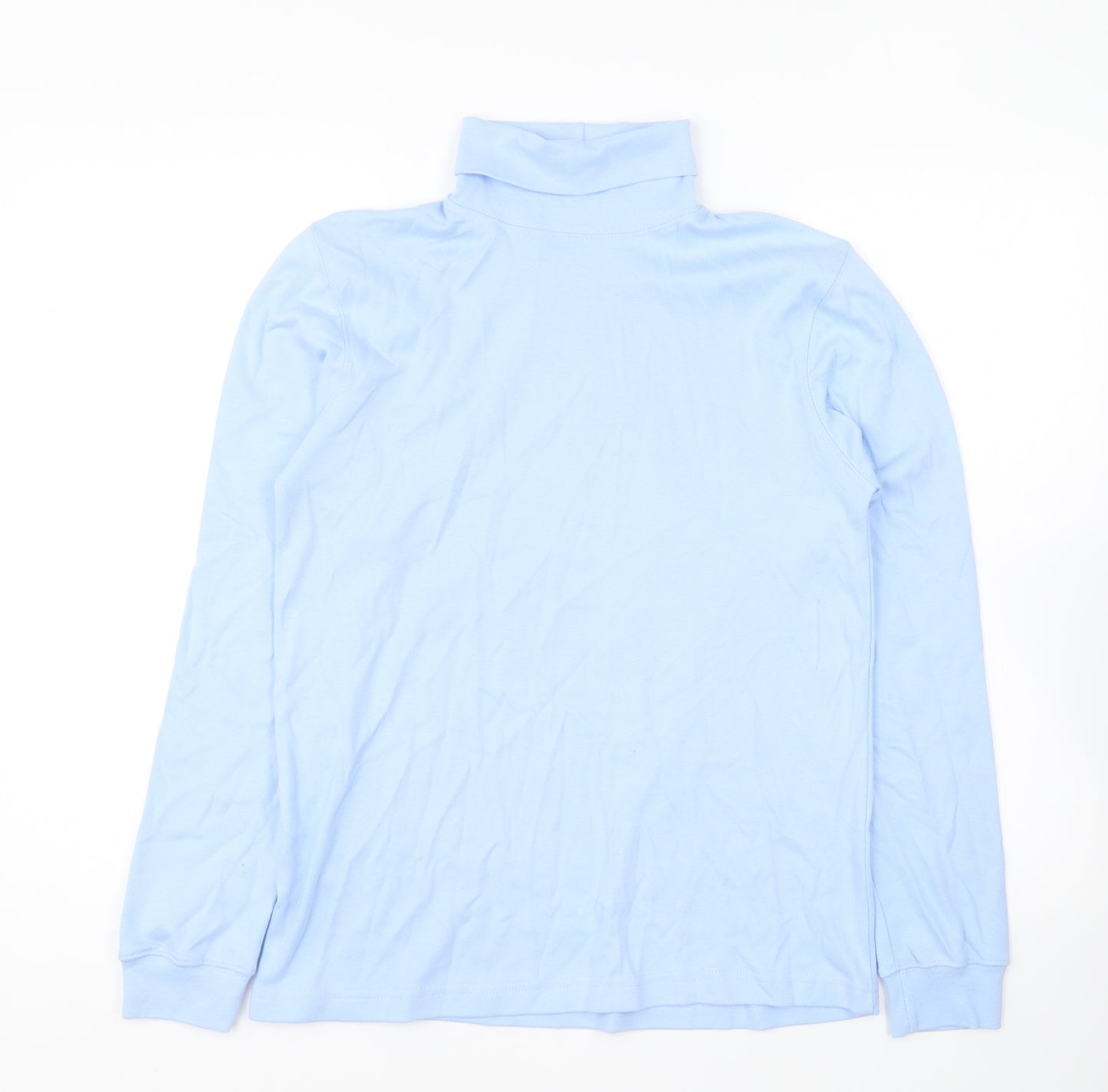 Country Collection Womens Blue Roll Neck Cotton Pullover Jumper Size S