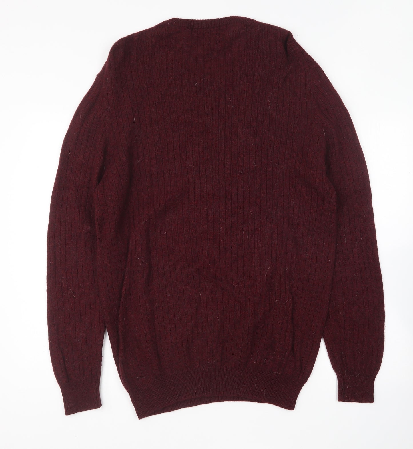 Marks and Spencer Mens Red Round Neck Wool Pullover Jumper Size XL