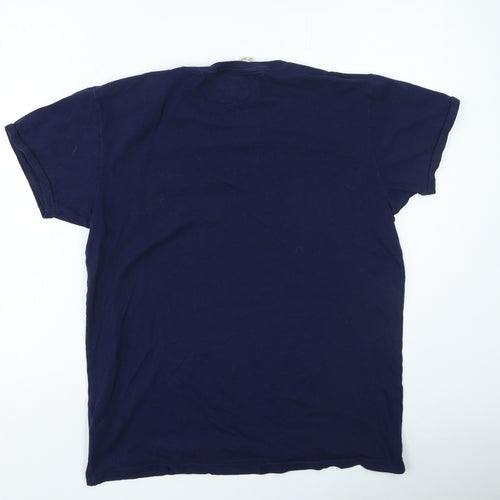 Tommy Hilfiger Mens Blue Cotton T-Shirt Size M Round Neck
