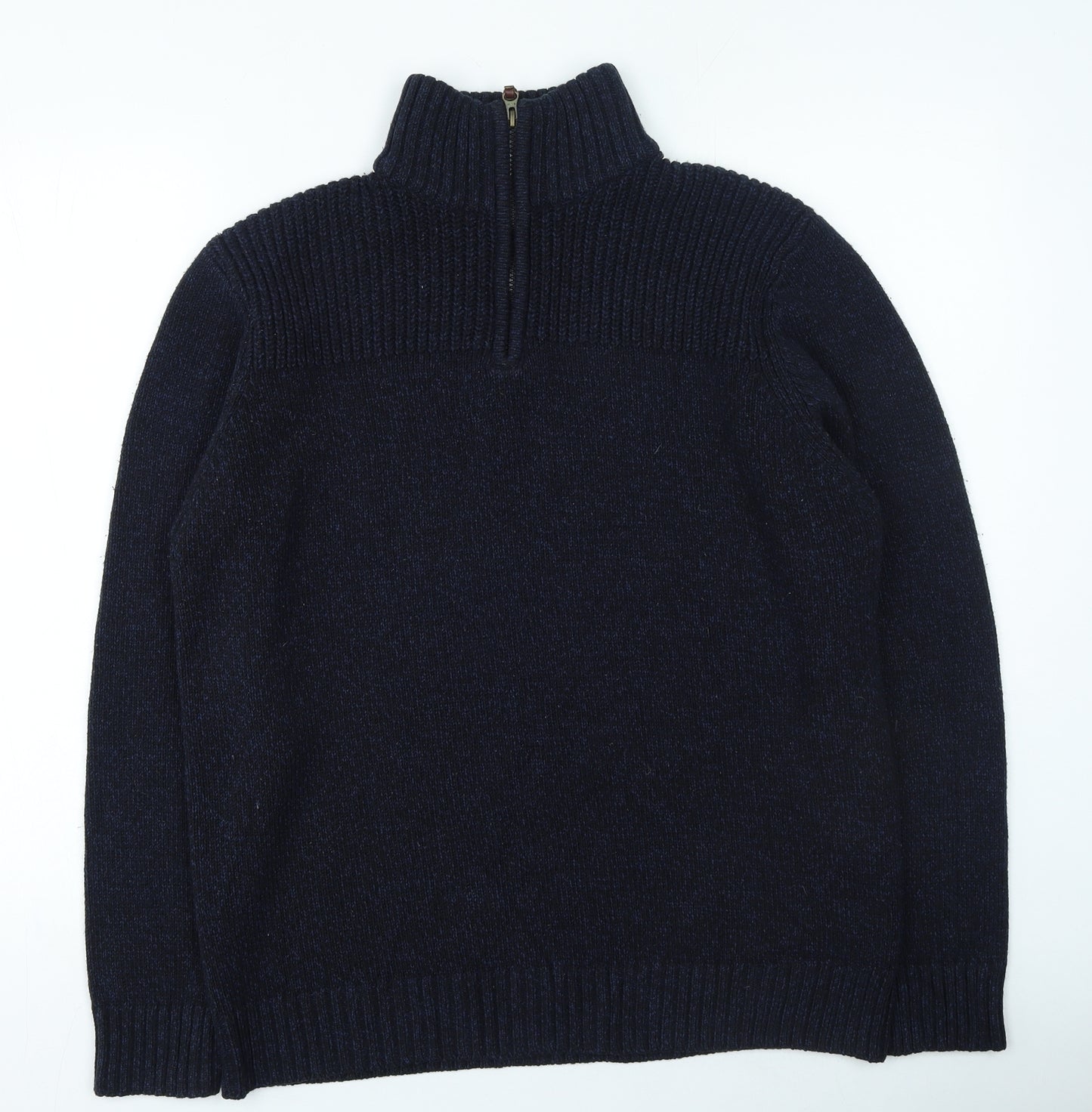 TU Mens Blue High Neck Acrylic Pullover Jumper Size L