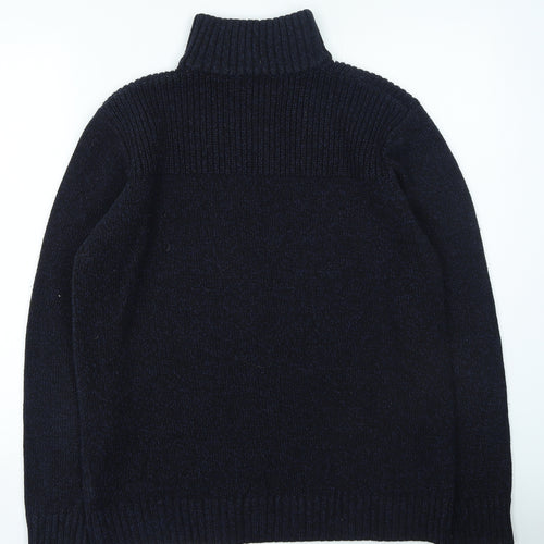 TU Mens Blue High Neck Acrylic Pullover Jumper Size L