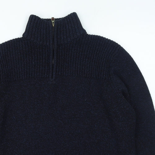 TU Mens Blue High Neck Acrylic Pullover Jumper Size L