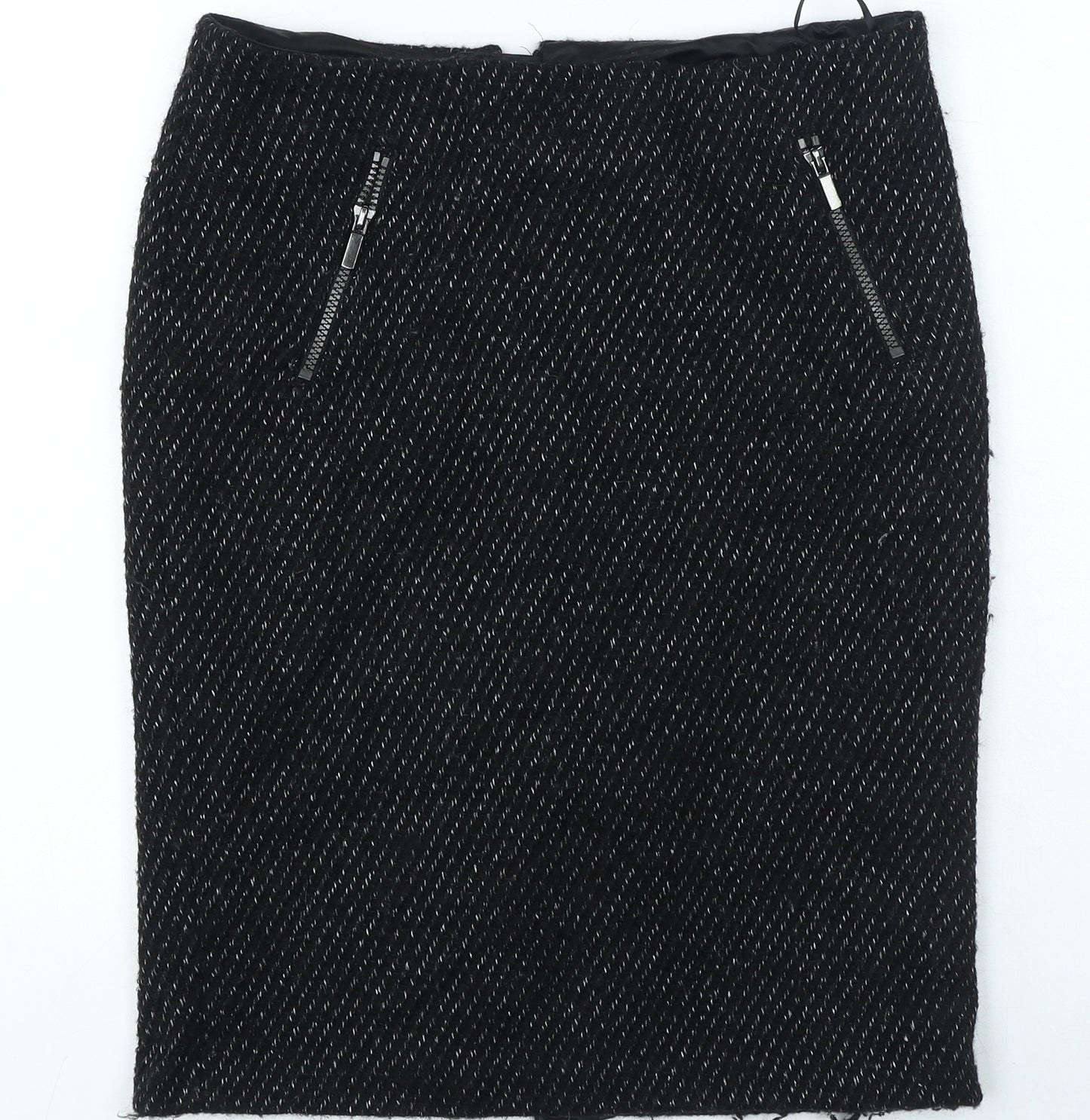 Marks and Spencer Womens Black Polyester Straight & Pencil Skirt Size 10 Zip