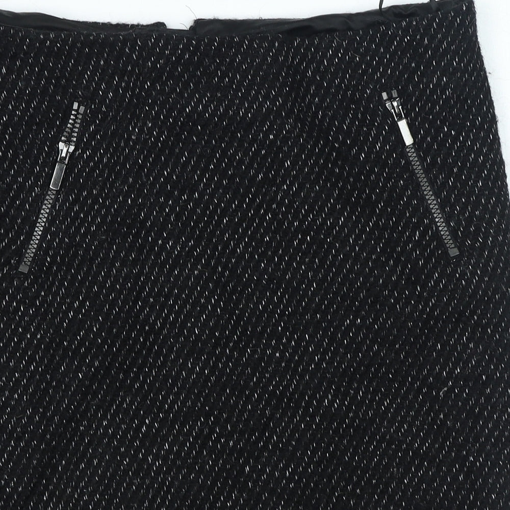 Marks and Spencer Womens Black Polyester Straight & Pencil Skirt Size 10 Zip