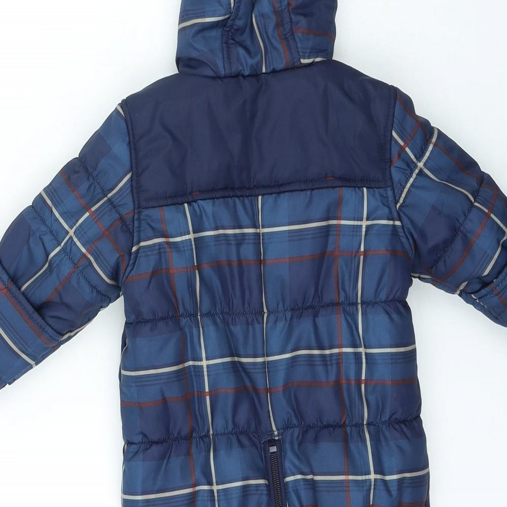 Nutmeg Boys Blue Plaid Rain Coat Snowsuit Size 3-6 Months Zip