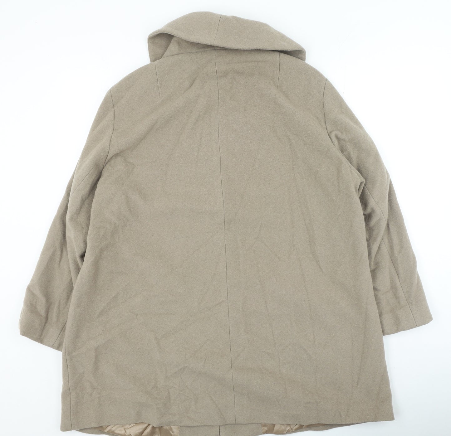 Preworn Womens Beige Overcoat Coat Size L Button