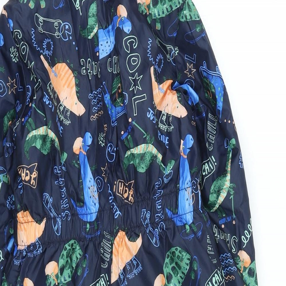 George Boys Multicoloured Geometric Rain Coat Snowsuit Size 4-5 Years Zip - Dinosaur
