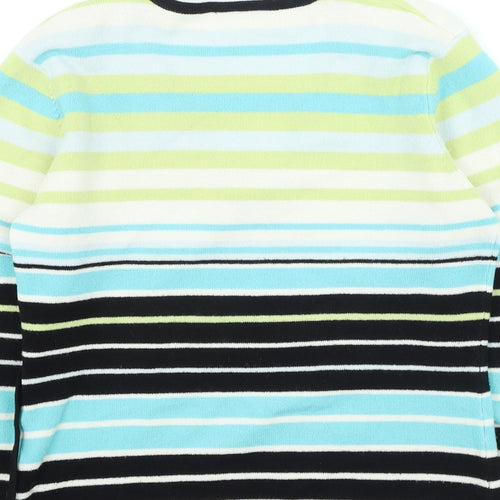 Wallis Womens Multicoloured V-Neck Striped Acrylic Pullover Jumper Size 12