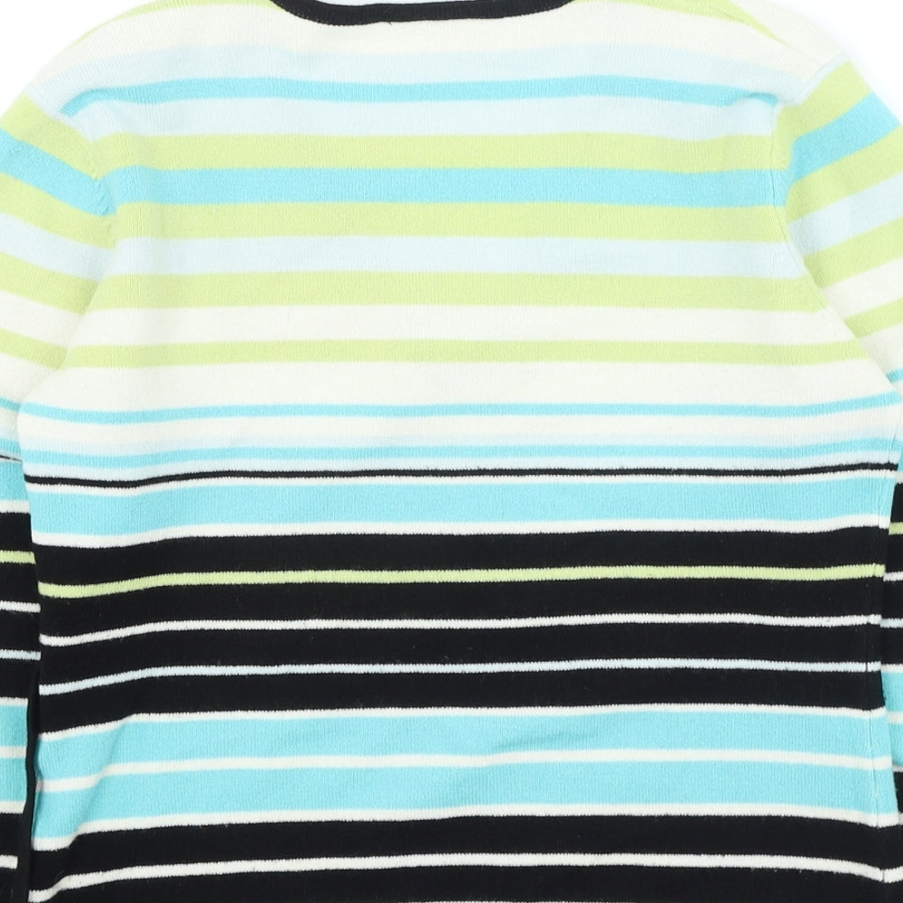 Wallis Womens Multicoloured V-Neck Striped Acrylic Pullover Jumper Size 12