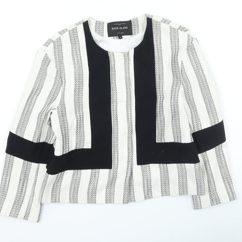 River Island Womens Multicoloured Striped Jacket Size 10 Snap