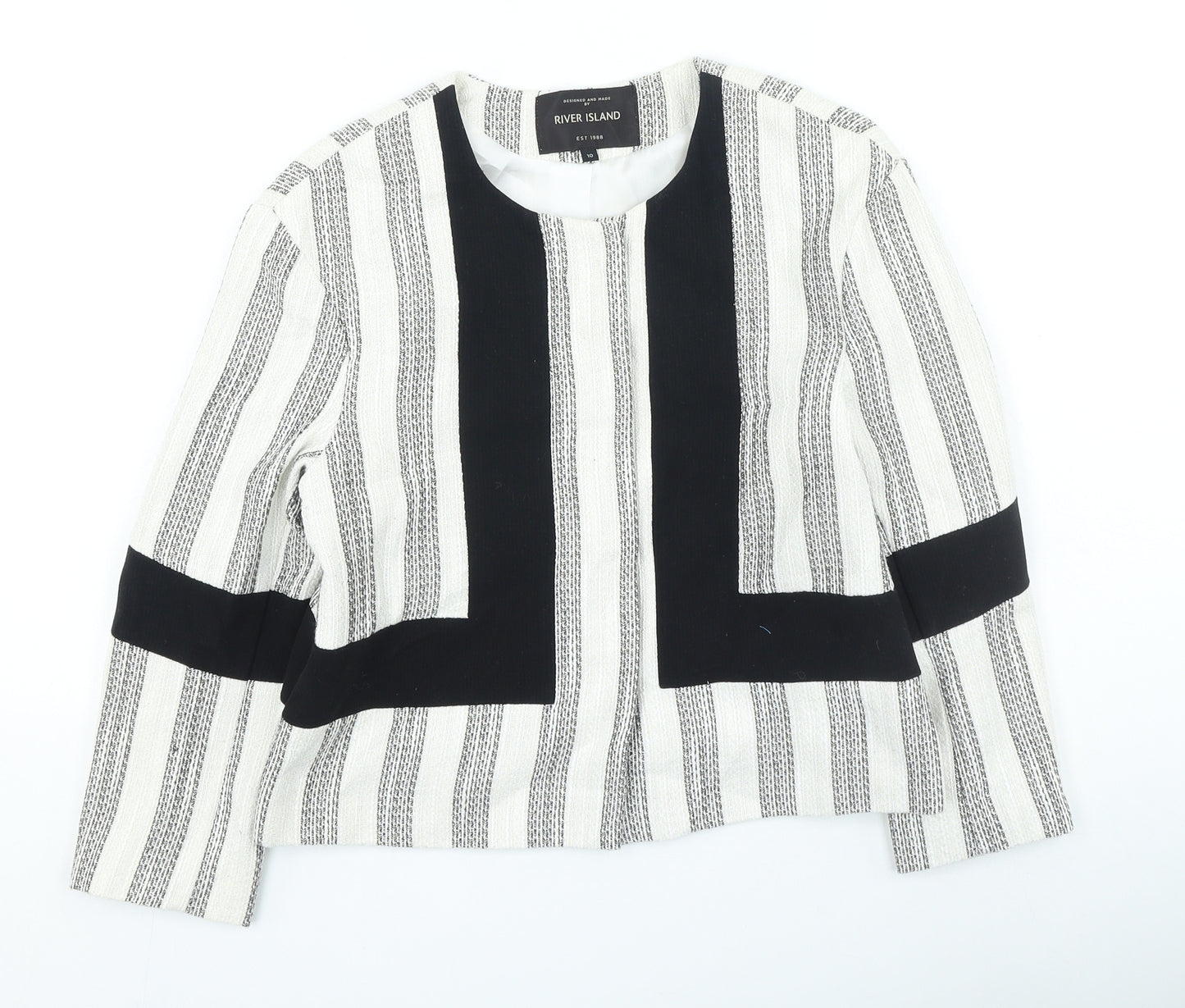 River Island Womens Multicoloured Striped Jacket Size 10 Snap