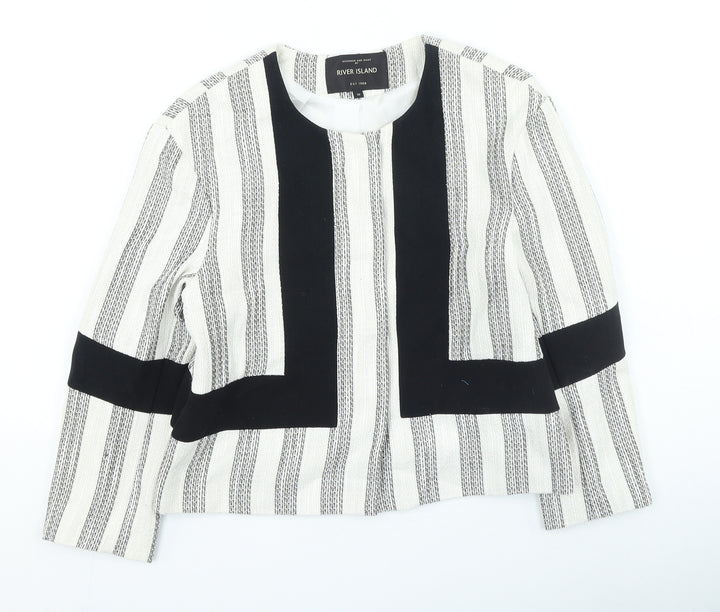 River Island Womens Multicoloured Striped Jacket Size 10 Snap