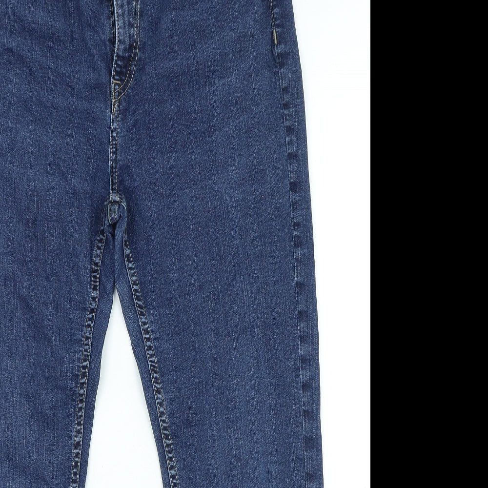 Marks and Spencer Womens Blue Cotton Straight Jeans Size 14 L25 in Regular Zip