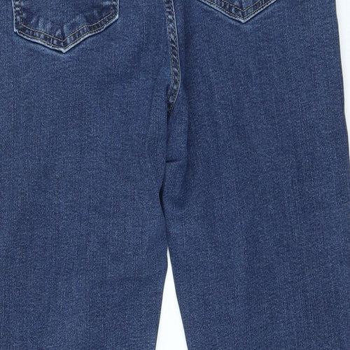 Marks and Spencer Womens Blue Cotton Straight Jeans Size 14 L25 in Regular Zip