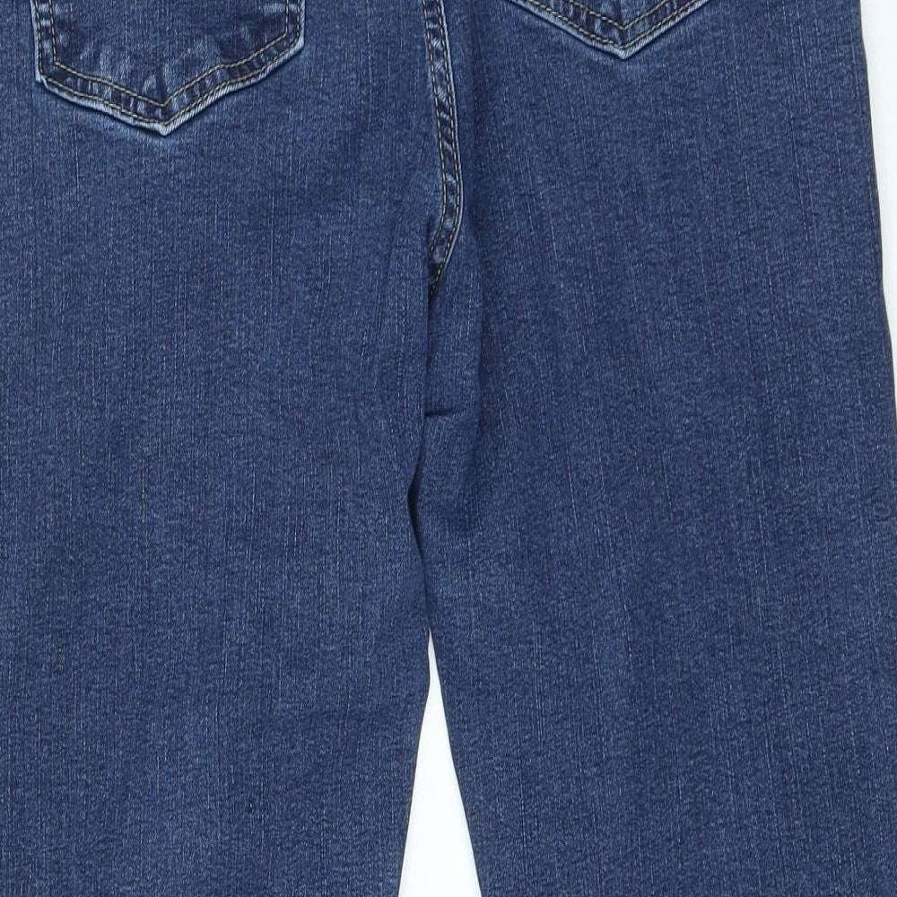Marks and Spencer Womens Blue Cotton Straight Jeans Size 14 L25 in Regular Zip