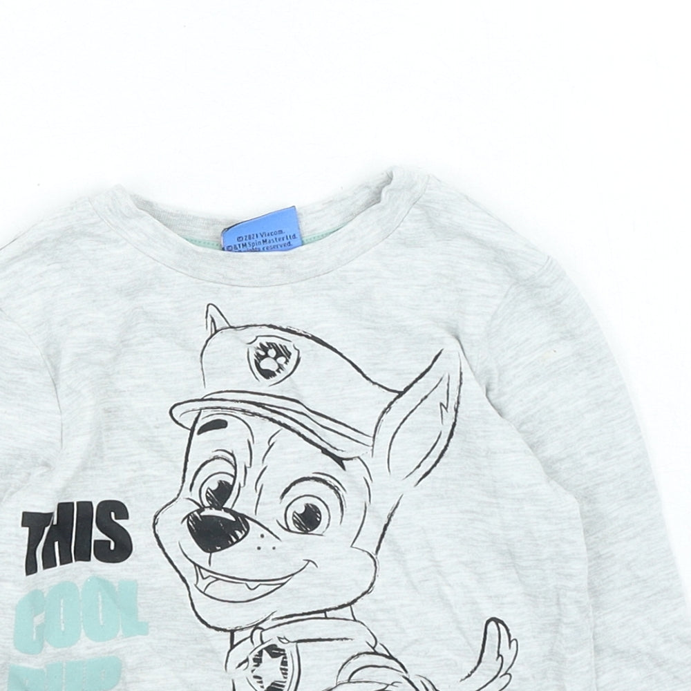 George Boys Grey Cotton Pullover Casual Size 18-24 Months Round Neck Pullover - Paw Patrol