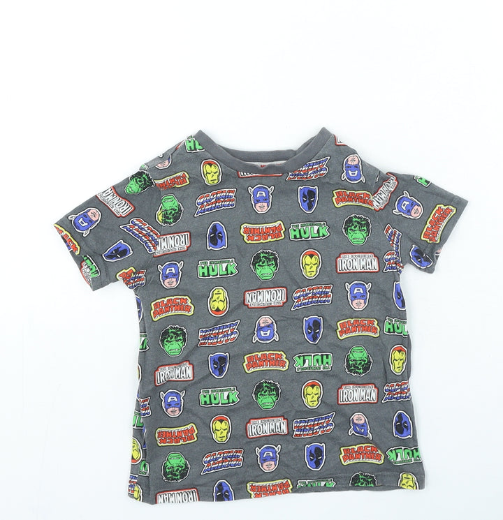 George Boys Grey Cotton Basic Casual Size 2-3 Years Round Neck Pullover - Marvel