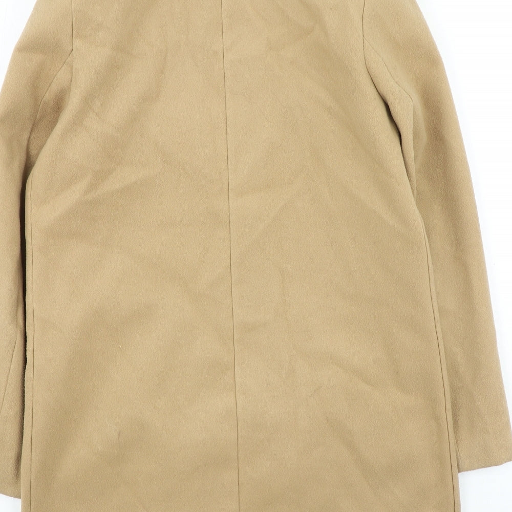 Boohoo Womens Brown Overcoat Coat Size 8 Button