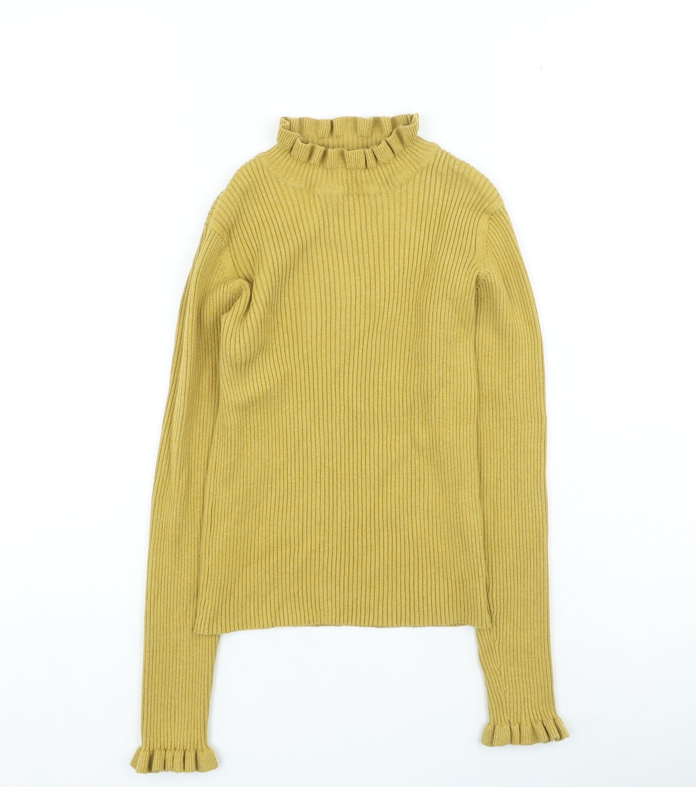 NEXT Girls Yellow High Neck Cotton Pullover Jumper Size 11 Years Pullover