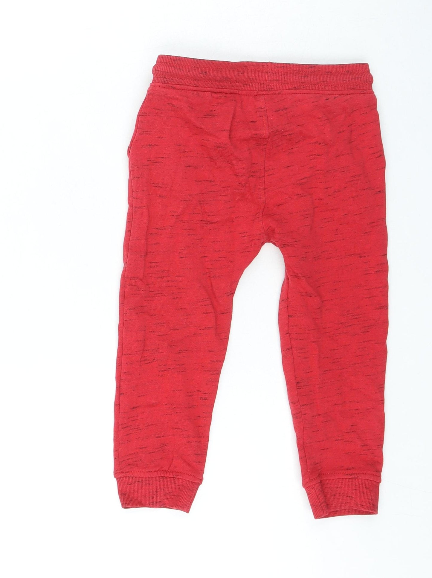 Preworn Boys Red Cotton Jogger Trousers Size 2-3 Years Regular Drawstring