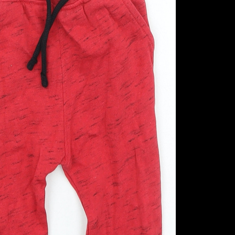 Preworn Boys Red Cotton Jogger Trousers Size 2-3 Years Regular Drawstring