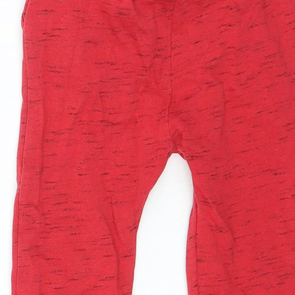 Preworn Boys Red Cotton Jogger Trousers Size 2-3 Years Regular Drawstring