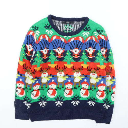 George Boys Multicoloured Round Neck Geometric Acrylic Pullover Jumper Size 7-8 Years Pullover - Christmas Jumper